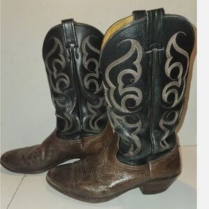 Nocona black brown western leather, cowboy boots size 9 1/2